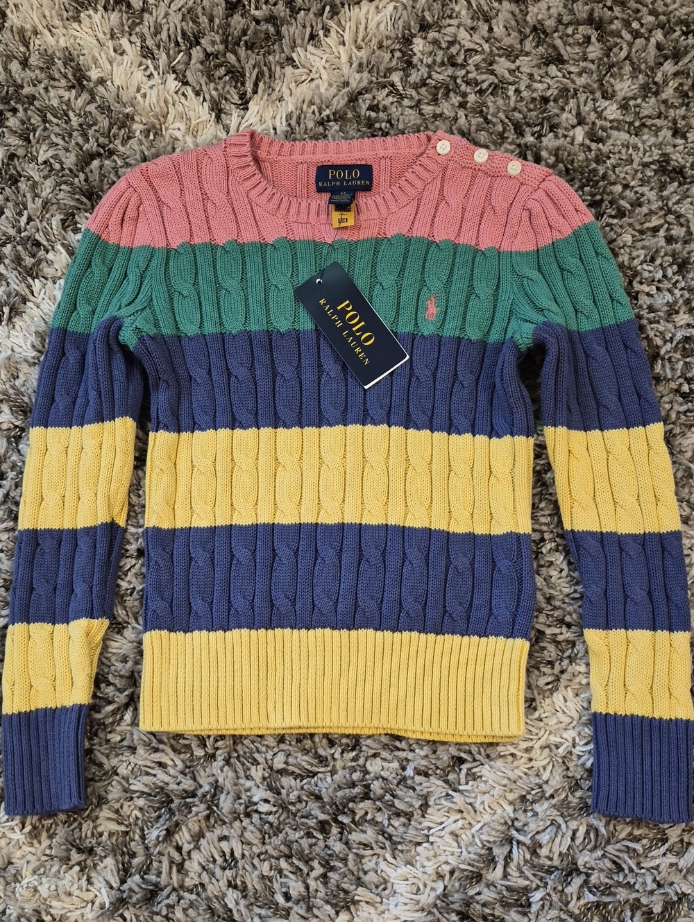 Polo Ralph Lauren Striped Cable Knit Sweater